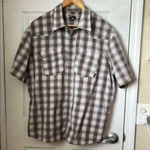 Tony Hawk Men's Plaid pearl snap skater Shirt large